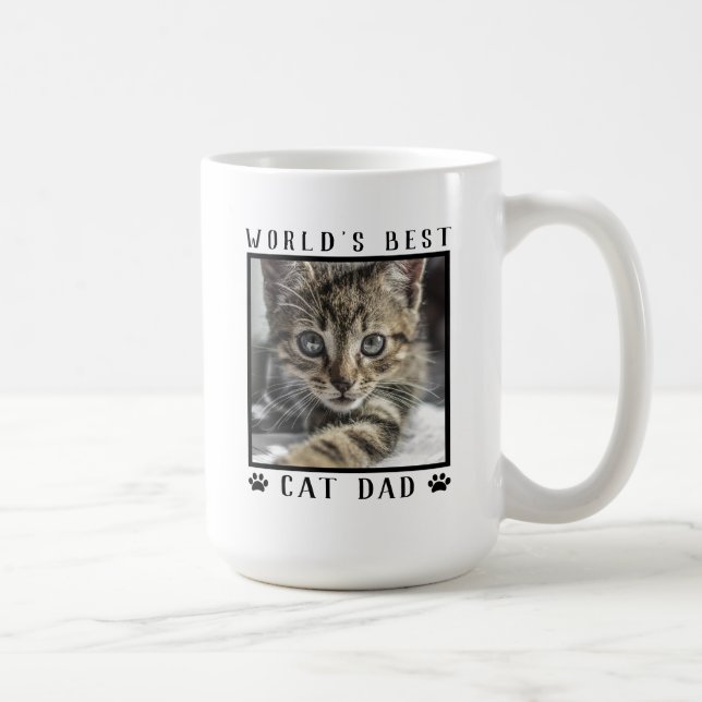 World's Best Cat Dad with Your Cat's Photo Coffee Mug (Right)