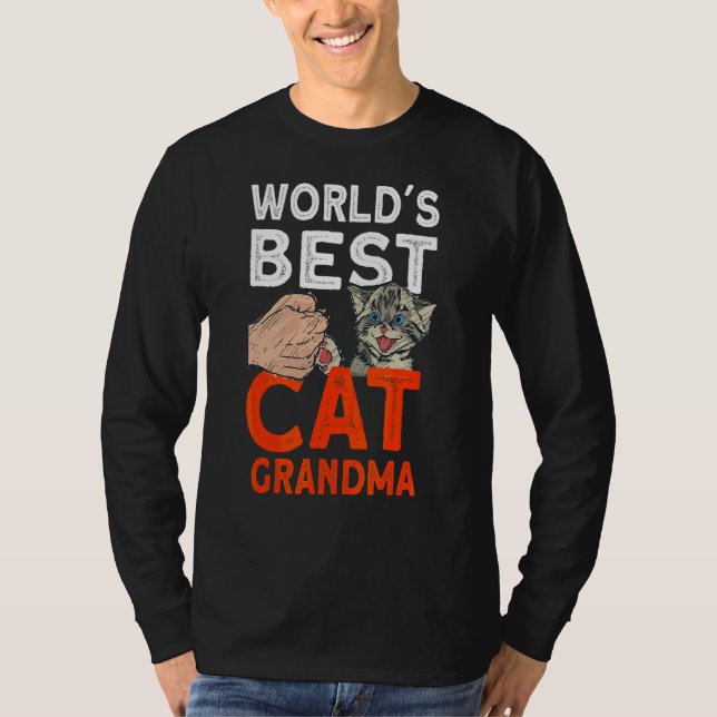 Worlds Best Cat Grandma  Cute Cat T-Shirt (Front)
