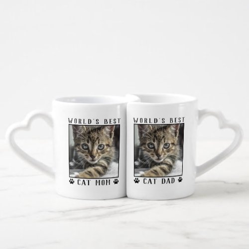 Worlds Best Cat Mom and Dad Pet Photo Coffee Mug Set