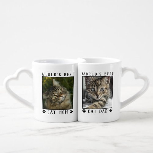 Worlds Best Cat Mom and Dad Two Pet Photos Coffee Mug Set