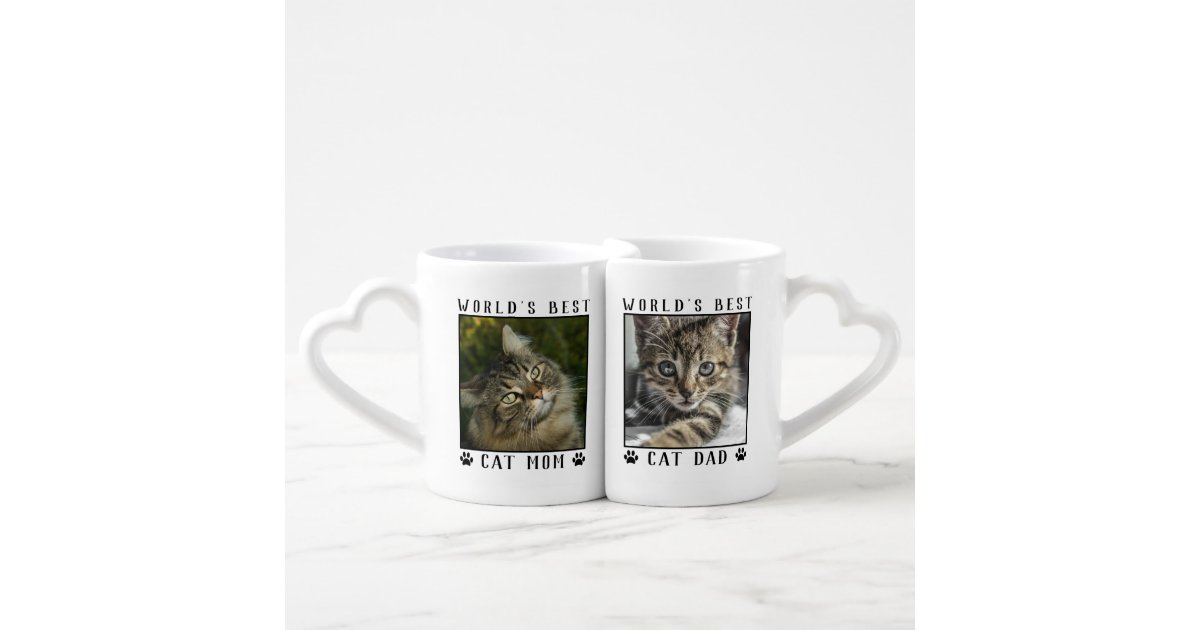 World S Best Cat Mom And Dad Two Pet Photos Coffee Mug Set
