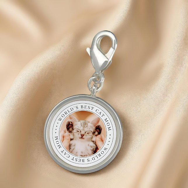 World's Best Cat Mom Classic Simple Photo Charm (Creator Uploaded)