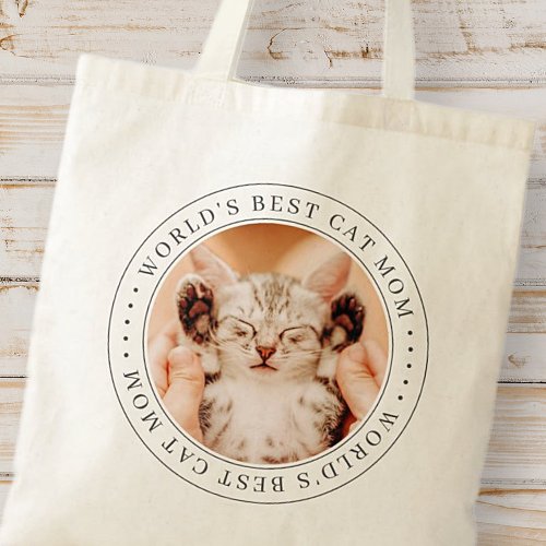 Worlds Best Cat Mom Classic Simple Photo Tote Bag