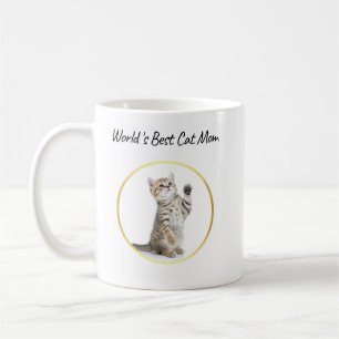World's Best Cat Mom Custom Funny 2 Pet Photos Coffee Mug