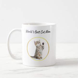 World's Best Cat Mom Custom Funny 2 Pet Photos Coffee Mug
