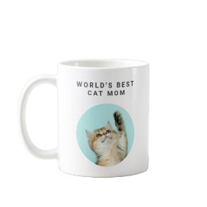 World's Best Cat Mom Custom Funny 2 Pet Photos Coffee Mug