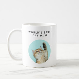 World's Best Cat Mom Custom Funny 2 Pet Photos Coffee Mug
