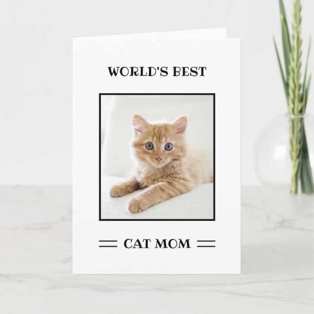World's Best Cat Mom Custom Photo Personalized Card (Front)