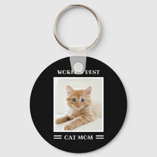 World's Best Cat Mom Custom Photo Personalized Keychain