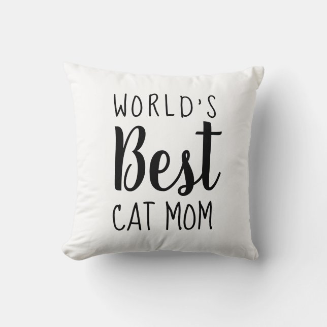 World's Best Cat Mom - Customizable Throw Pillow (Front)