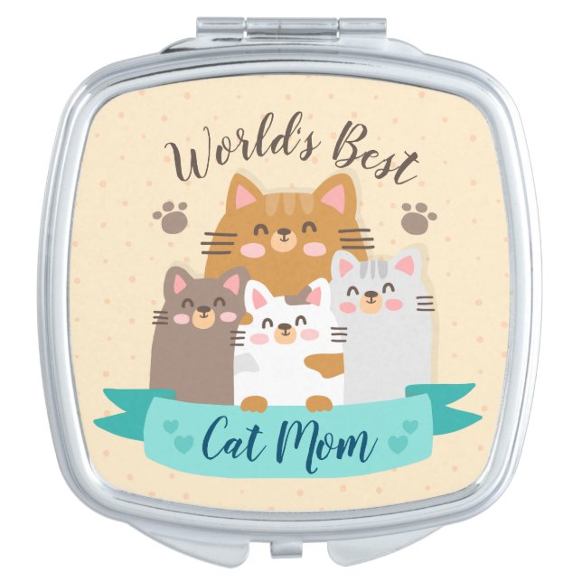 World's Best Cat Mom - Cute Kittens Compact Mirror (Front)