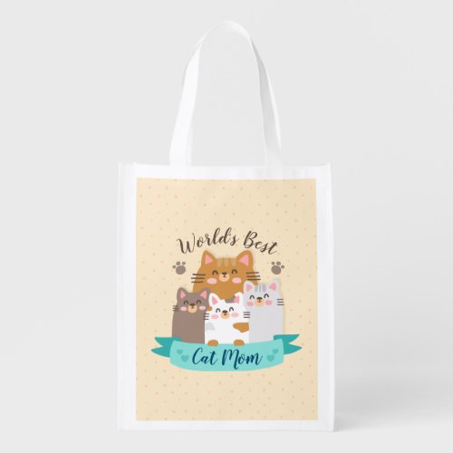 Worlds Best Cat Mom _ Cute Kittens Grocery Bag