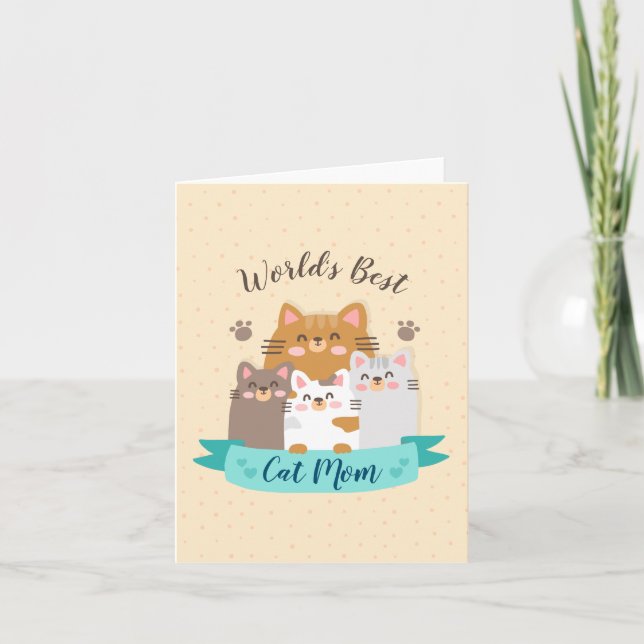 World's Best Cat Mom - Cute Kittens Holiday Card (Front)