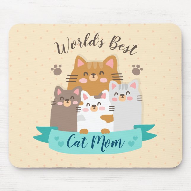 World's Best Cat Mom - Cute Kittens Mouse Pad (Front)