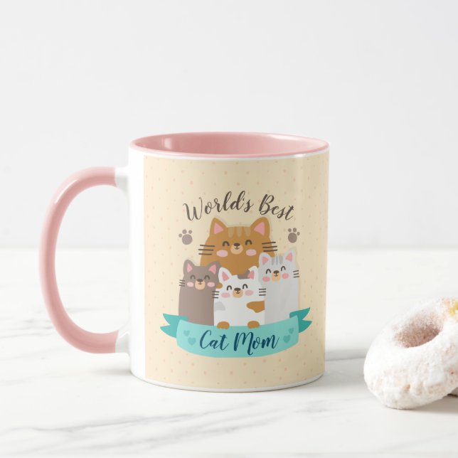 World's Best Cat Mom - Cute Kittens Mug (With Donut)