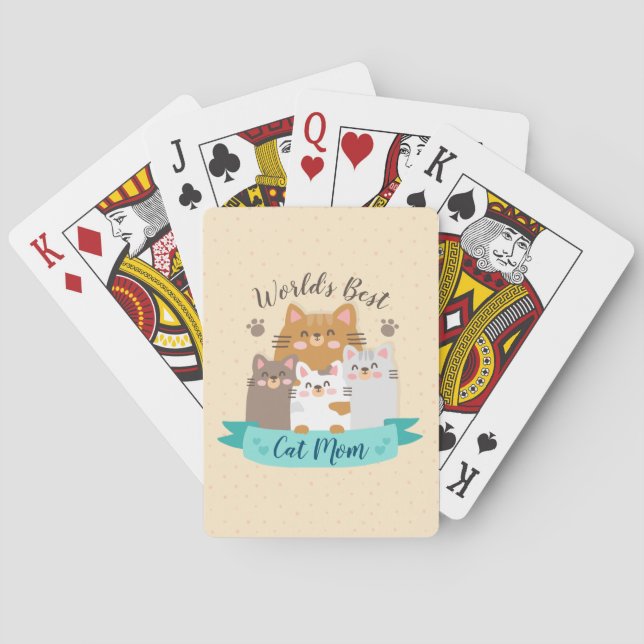 World's Best Cat Mom - Cute Kittens Poker Cards (Back)