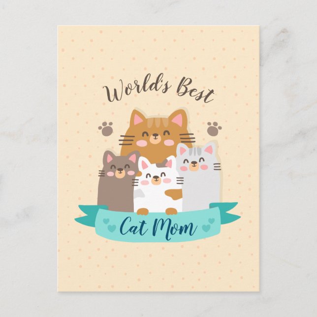 World's Best Cat Mom - Cute Kittens Postcard (Front)