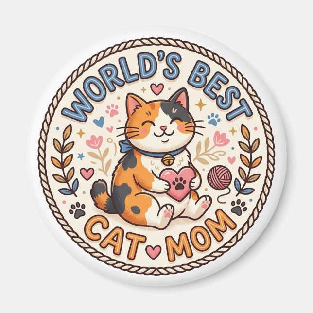 World's Best Cat Mom Cute Magnet (Front)