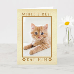 World's Best Cat Mom Gold Mother's Day Photo Card