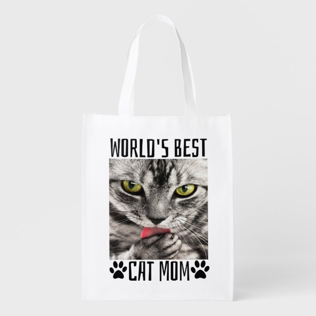 World's Best Cat Mom  Grocery Bag (Front)