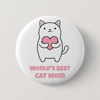 World's Best Cat Mom Heart Love Kitty Button