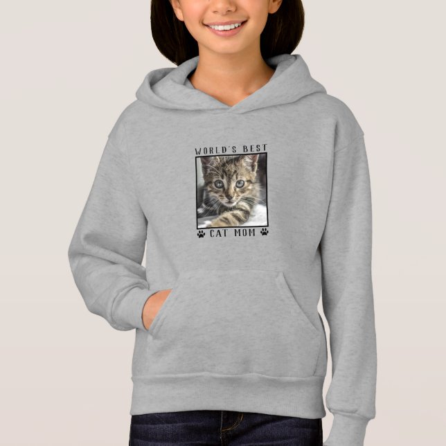 World's Best Cat Mom Paw Prints Cat Photo Frame Hoodie (Front)