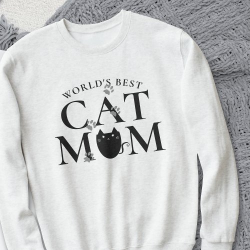 Worlds Best Cat Mom Paw Prints Cute Kitty Pet Sweatshirt