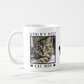 World's Best Cat Mom Paw Prints Name Pet Photo Coffee Mug (Left)