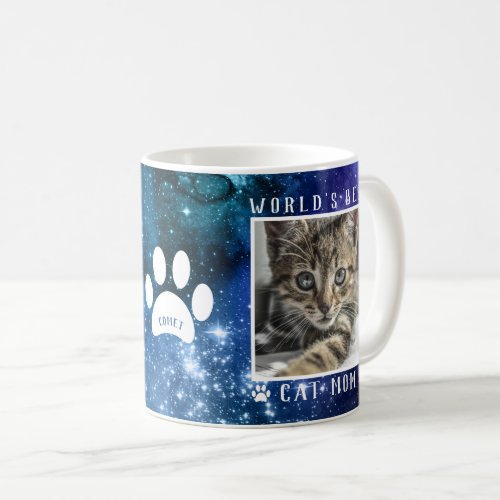 Worlds Best Cat Mom Paw Prints Name Photo Space Coffee Mug