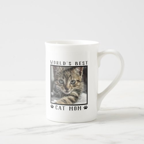 Worlds Best Cat Mom Paw Prints Pet Photo Frame Bone China Mug