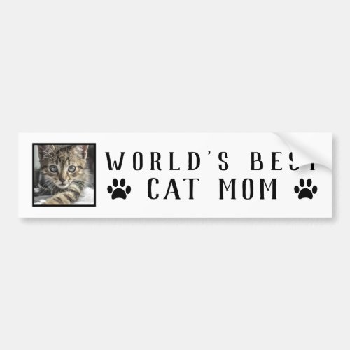 Worlds Best Cat Mom Paw Prints Pet Photo Frame Bumper Sticker