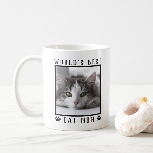 Worlds Best Cat Mom Paw Prints Pet Photo Frame Coffee Mug