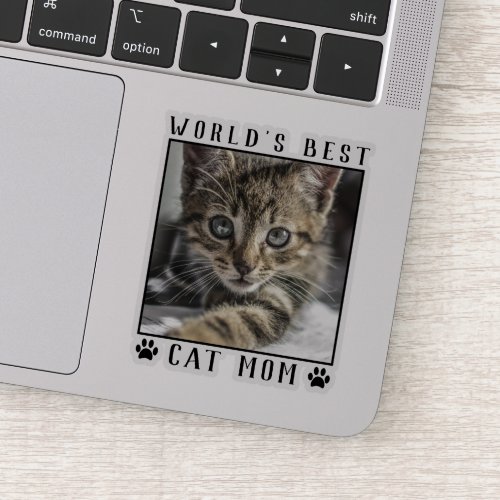 Worlds Best Cat Mom Paw Prints Pet Photo Frame Sticker