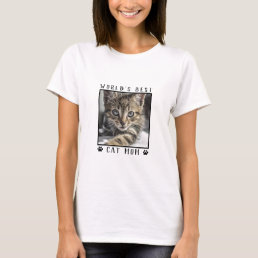 World&#39;s Best Cat Mom Paw Prints Pet Photo Frame T-Shirt