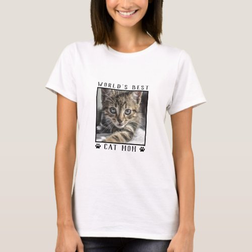 Worlds Best Cat Mom Paw Prints Pet Photo Frame T_Shirt