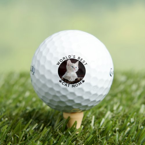 Worlds Best Cat Mom Paw Prints Pet Photo Golf Balls