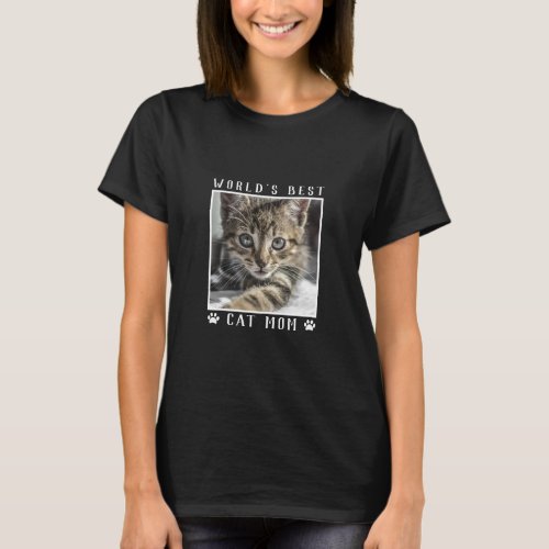Worlds Best Cat Mom Paw Prints Pet Photo T_Shirt