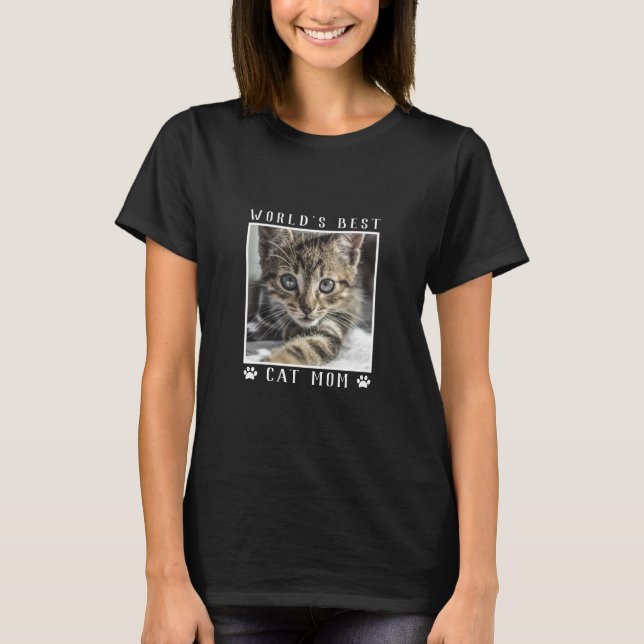 World's Best Cat Mom Paw Prints Pet Photo T-Shirt (Front)