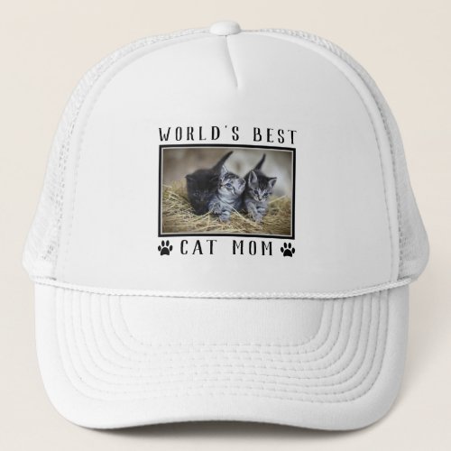 Worlds Best Cat Mom Paw Prints Pet Photo Trucker Hat