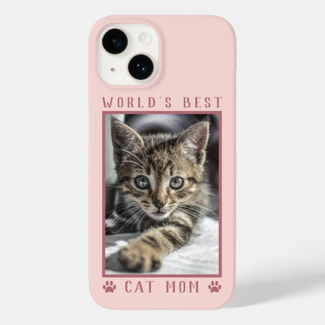 World's Best Cat Mom Paw Prints Photo Rose Gold Case-Mate iPhone Case (Back)