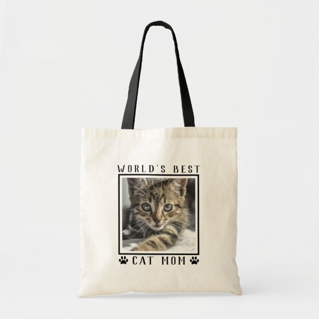 World's Best Cat Mom Paw Prints Photo Tote Bag (Front)
