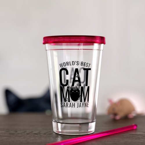 Worlds Best Cat Mom Personalized Acrylic Tumbler