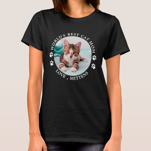 Worlds Best Cat Mom Personalized Cute Pet Photo T_Shirt
