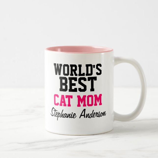 World's Best Cat Mom Personalized Name Mugs (Right)