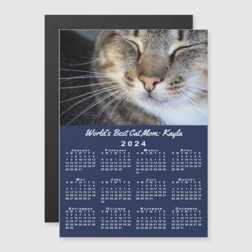 Worlds Best Cat Mom Pet Photo 2024 Calendar Navy