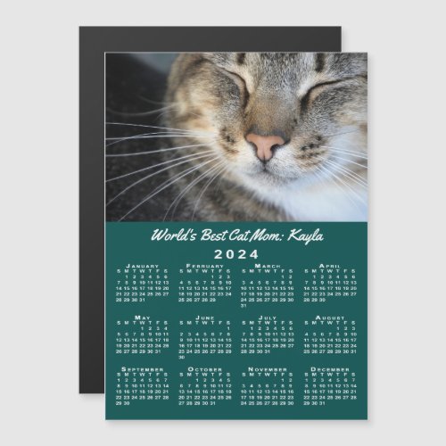 Worlds Best Cat Mom Pet Photo 2024 Calendar Teal
