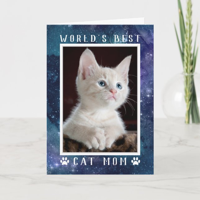 World's Best Cat Mom Photo Space Custom Birthday Card (Front)