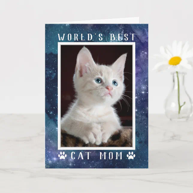 World's Best Cat Mom Photo Space Mother's Day Card | Zazzle