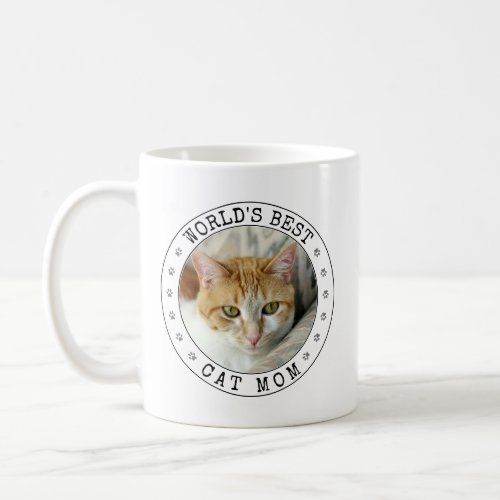 Worlds Best Cat Mom Photo Template Paw Print Cute Coffee Mug