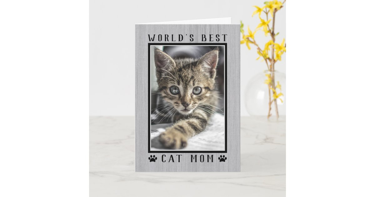 World's Best Cat Mom Rustic Mother's Day Photo Card | Zazzle